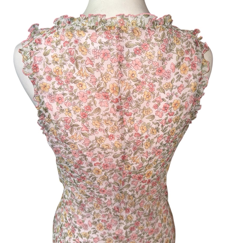 City Triangles Pink Floral Ruffle V-Neck Mesh Mini Dress Y2K Small/Medium - Picture 7 of 10